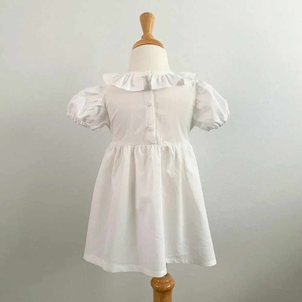 NWT Pretty Girls Smocked Dress Spring & Summer kids Dresses White & Pink 24M - Picture 2 of 4
